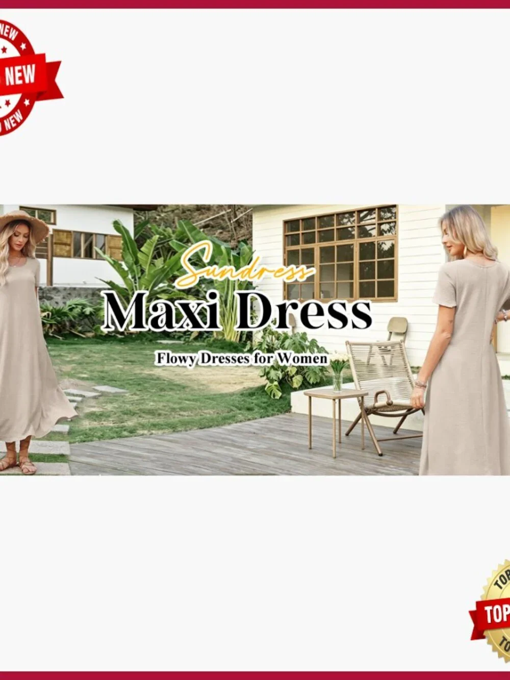 Summer Maxi Dress with Pockets, Lightweight Fabric, Loose Fit, Casual Beach Wear - Picture 7 of 7
